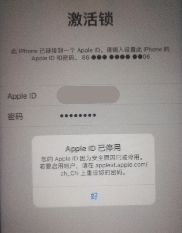 仪陇苹果手机维修分享iPhone 12 出现提示“Apple ID 已停用”怎么办 