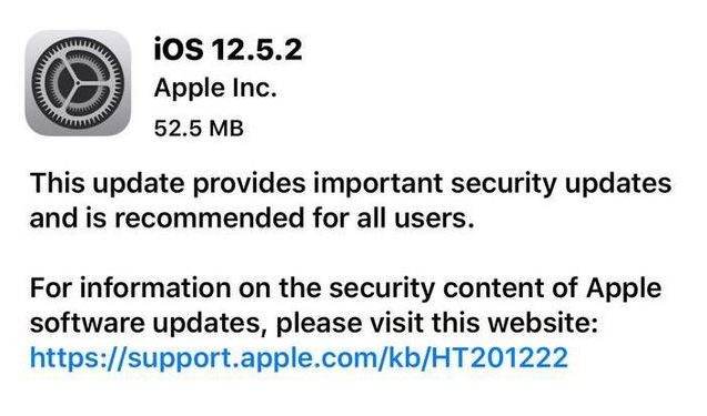 仪陇苹果手机维修分享iOS12.5.2发布，建议所有老苹果用户安装 
